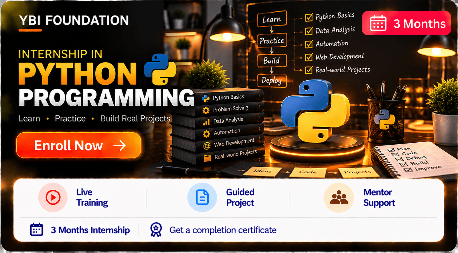 3 Months Python Programming Internship with Certificate